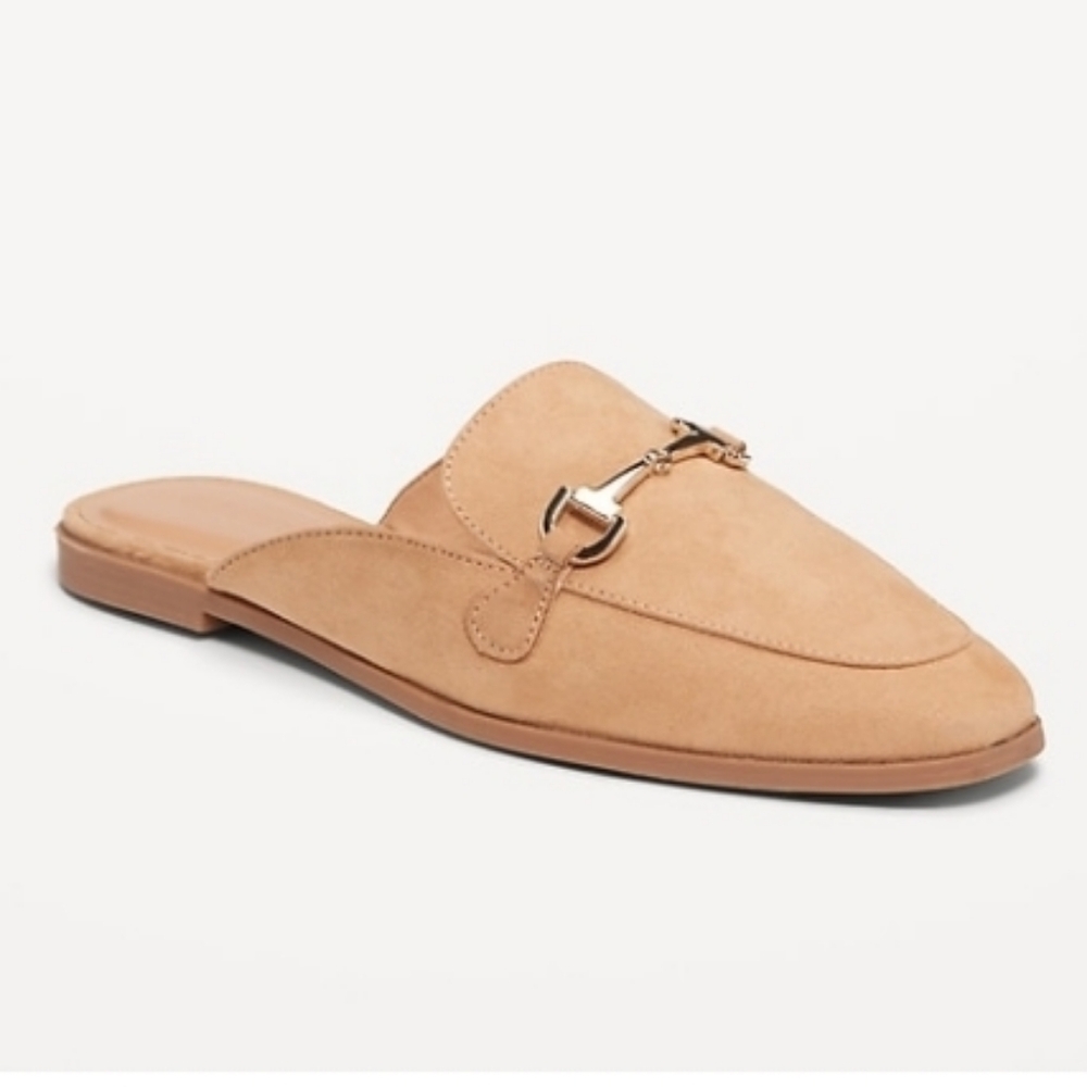 NWT Old Navy Faux Leather Loafer Mules in Taupe